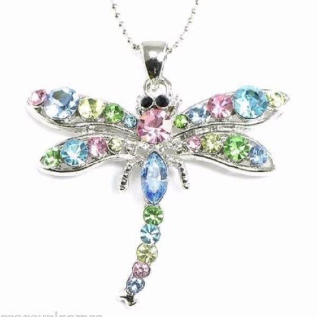 Dragonfly Necklace Crystal Beauty